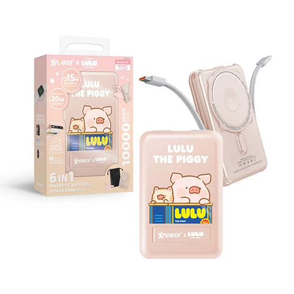 【門市發售】Xpower LuLu豬 10000mAh 6合1磁吸無線 外置充電器 M10C+（只限香港發售，不設平郵）